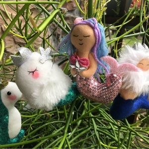 Set of 4 Mermaid Under the Sea Holiday Time Christmas Ornaments